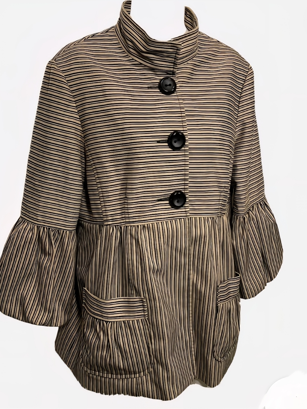 NANETTE LEPORE | "Roulette Wheel" Peplum-style Striped Jacket | Size 8 - Picture 6 of 7